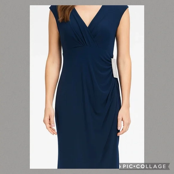 London Times Deep Blue Midi Dress - Picture 2 of 8